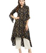 Indibelle Black woven rayon kurti with trouser
