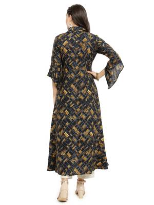Indibelle Black woven rayon kurti with trouser 3