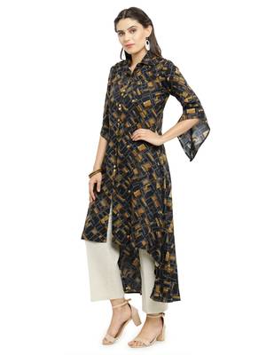 Indibelle Black woven rayon kurti with trouser 4