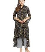 Indibelle Black woven rayon kurti with trouser