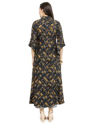 Indibelle Black woven rayon kurti with trouser 3