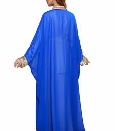 Inner Cream Jacket Royal  Blue New Hand Embroidery Work By Al Mehraan Fashion For Women Gown