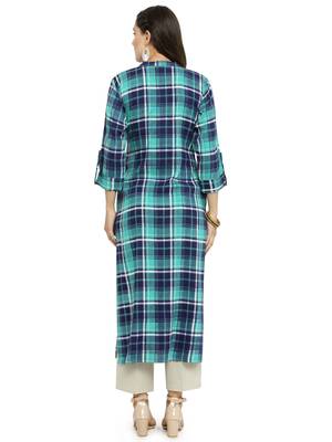 Indibelle Green woven rayon kurti with trouser 3