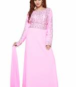 Baby Pink Eleagnt Modern Arabic Kaftan Dress For Women Wedding Gown