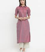Wine woven cotton kurti with trouser