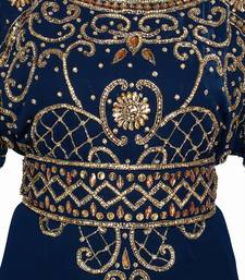 Navy Blue Ethinc Women Arabic Elegant Lowest For Daily Use Kaftan