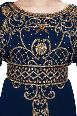 navy blue embroidered georgette kaftan 2