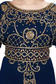 navy blue embroidered georgette kaftan