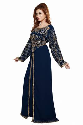 navy blue embroidered georgette kaftan 3