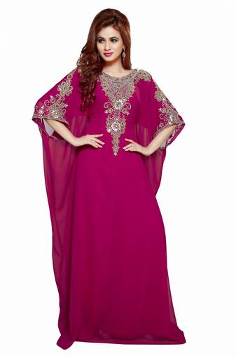 Wine Beautiful Moroccan Islamic Wedding Gown Party Wear Gown For Women