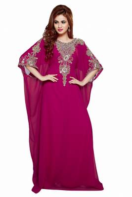 Wine Beautiful Moroccan Islamic Wedding Gown Party Wear Gown For Women 1