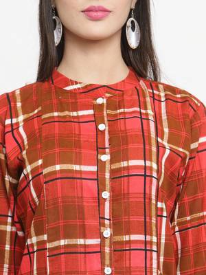 Indibelle Red woven rayon kurti with trouser 2