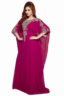 Wine Beautiful Moroccan Islamic Wedding Gown Party Wear Gown For Women 3