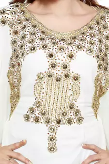 Off white Moroccan Arabic Islamic Kaftan Dress