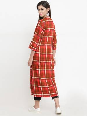 Indibelle Red woven rayon kurti with trouser 3