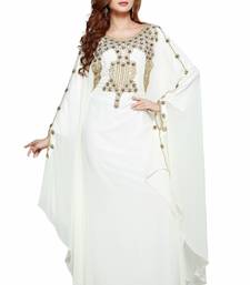Off white Moroccan Arabic Islamic Kaftan Dress
