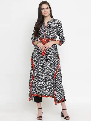 Indibelle Black woven rayon kurti with trouser 1