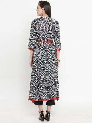 Indibelle Black woven rayon kurti with trouser 3