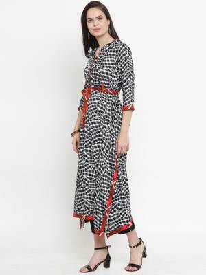 Indibelle Black woven rayon kurti with trouser 4