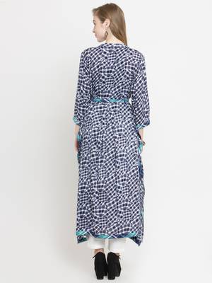 Indibelle Dark-blue woven rayon kurti with trouser 3