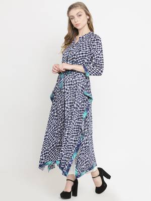 Indibelle Dark-blue woven rayon kurti with trouser 4