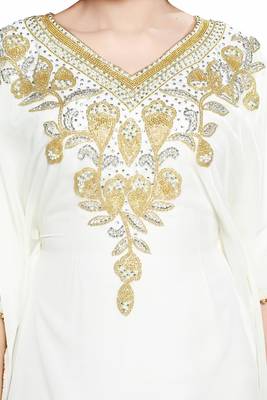 White Modern Islamic Arabic Kaftan Dress For Wedding Gown Party Wear Dress 2