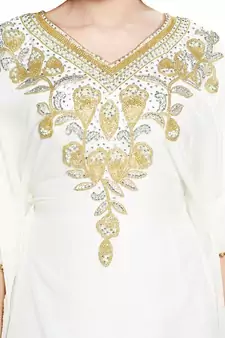 White Modern Islamic Arabic Kaftan Dress For Wedding Gown Party Wear Dress