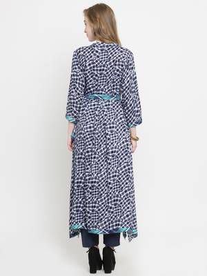 Indibelle Dark-blue woven rayon kurti with trouser 3