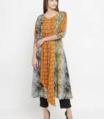 Grey woven rayon kurti with trouser
