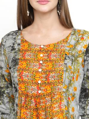 Grey woven rayon kurti with trouser 2
