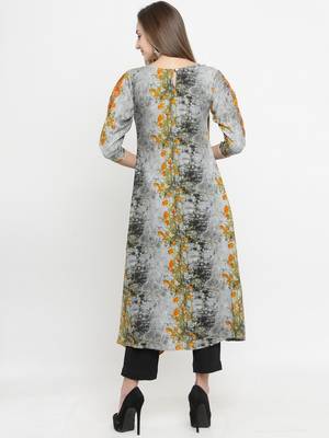 Grey woven rayon kurti with trouser 3