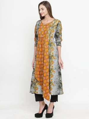 Grey woven rayon kurti with trouser 4