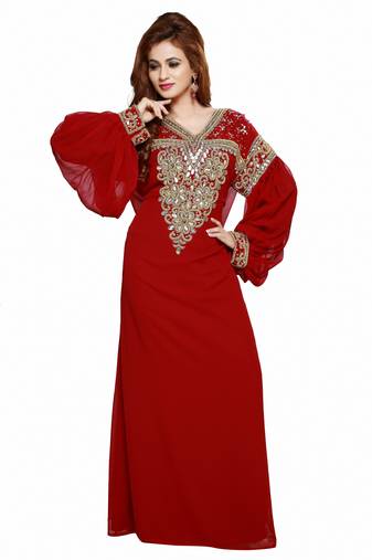 Maroon  Moroccan Kaftan Islamic Moroccan Jalabiya Dress