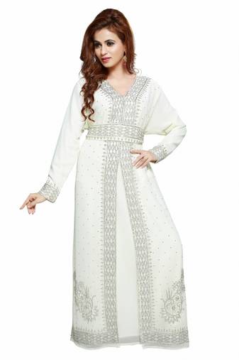 Off white New Moroccan Arabic Islamic Party Wear Party Dress For Women