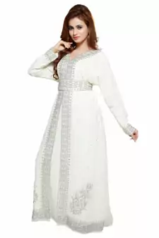 Off white New Moroccan Arabic Islamic Party Wear Party Dress For Women