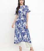 Indigo woven rayon kurti with trouser