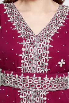 Maroon Royal  Moroccan Beautiful Zari Work Jilbab Jalabiya Kaftan Dress