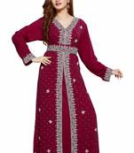 Maroon Royal  Moroccan Beautiful Zari Work Jilbab Jalabiya Kaftan Dress