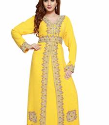 Yellow Gandura Moroccan Arabic Traditional Party Thobe Kaftan