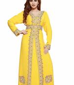 Yellow Gandura Moroccan Arabic Traditional Party Thobe Kaftan