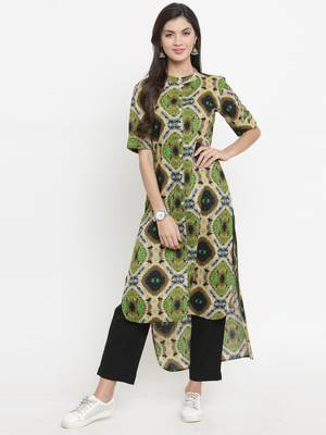 Indibelle Multicolor woven cotton kurti with trouser 1