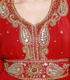 Red Gandura Moroccan Arabic Traditional Party Thobe Kaftan