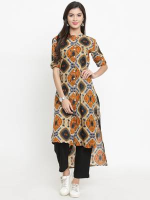 Indibelle Multicolor woven cotton kurti with trouser 1