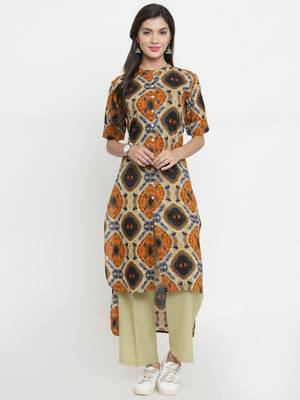 Indibelle Multicolor woven cotton kurti with trouser 1