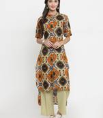 Indibelle Multicolor woven cotton kurti with trouser