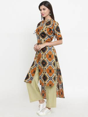 Indibelle Multicolor woven cotton kurti with trouser 4