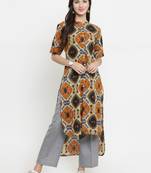 Indibelle Multicolor woven cotton kurti with trouser