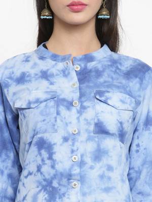 Indibelle Sky-blue woven cotton kurti with trouser 2