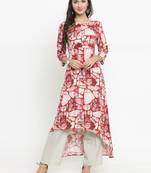 Red woven rayon kurti with trouser