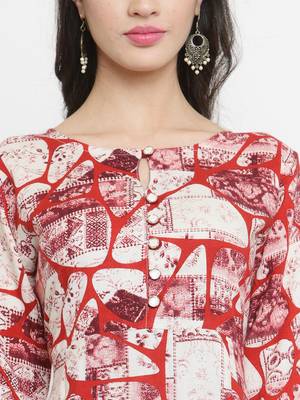 Red woven rayon kurti with trouser 2